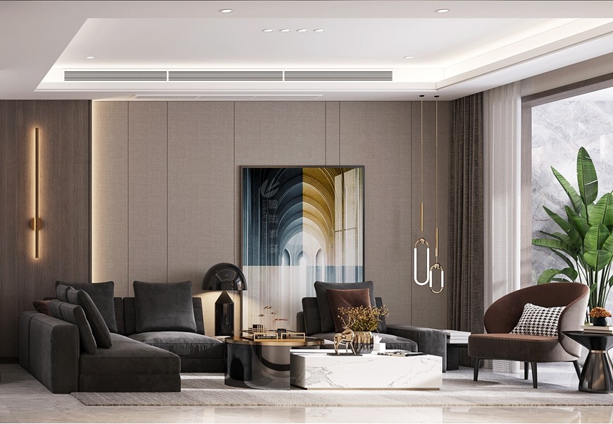 天創雲墅四居室176平米新(xīn)中(zhōng)式風格沙發背景牆