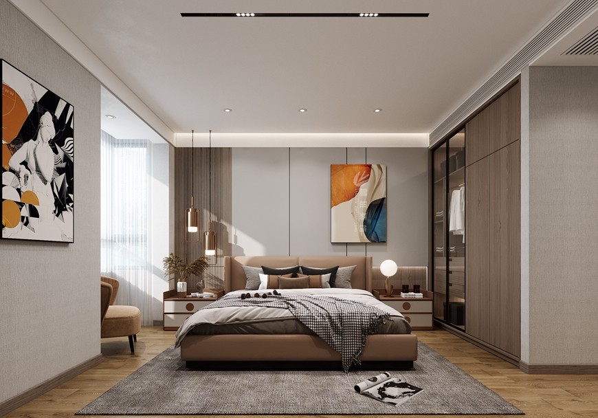 華清學(xué)府城底躍300平米現代簡約風格卧室