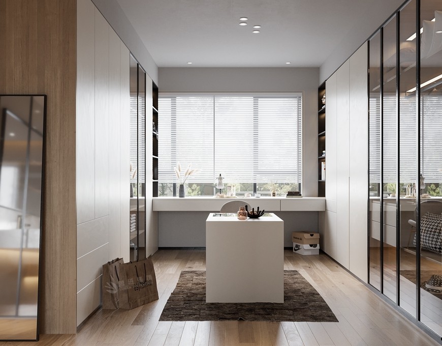 藍光公(gōng)園華府頂躍275平米現代極簡風格衣帽間