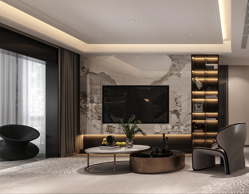 碧桂園香湖(hú)灣壹号複式280平米現代風格電(diàn)視背景牆