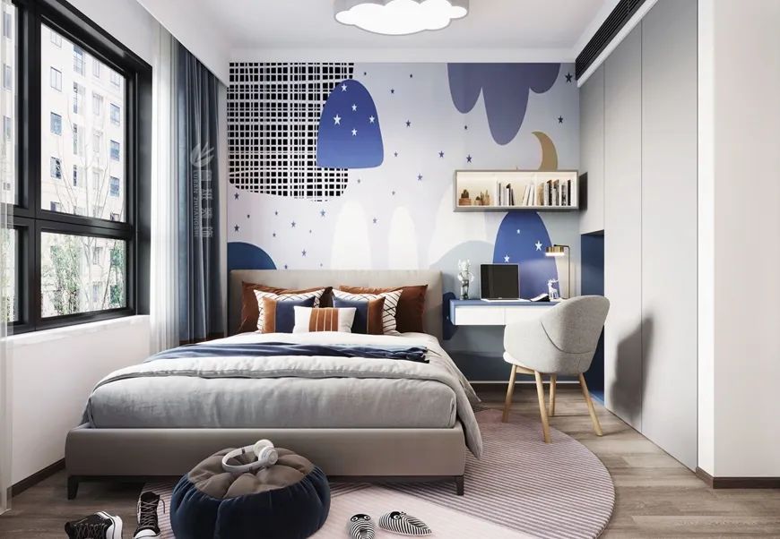 魯班裝(zhuāng)飾群賢道九号140平米現代簡約溫馨風格——兒童房效果圖設計 魯班裝(zhuāng)飾群賢道九号140平米現代簡約溫馨風格——兒童房效果圖設計