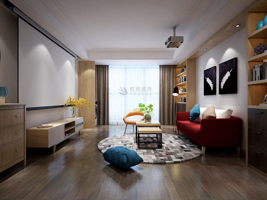 西安(ān)魯班裝(zhuāng)飾出品綠地城167平米複式原木(mù)北歐風設計闫俊慧主筆(bǐ)設計——影音室設計效果圖