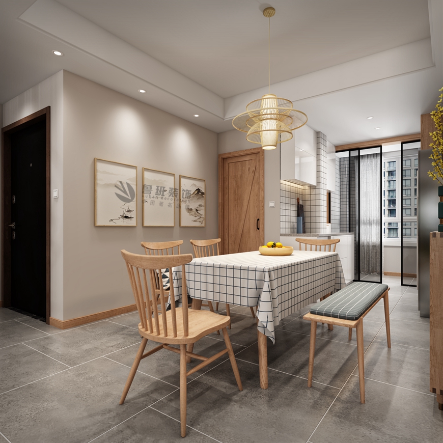 安(ān)魯班裝(zhuāng)飾出品萬達天樾170平米四居室日式北歐風楊立邦設計師主筆(bǐ)設計——餐廳設計效果圖